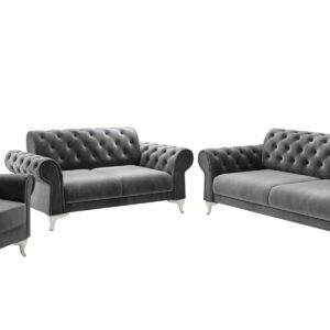 IHG 3-2-1 Sofa Set Rossa mit Bettfunktion und integrierter Visco-Auflage Anthrazit